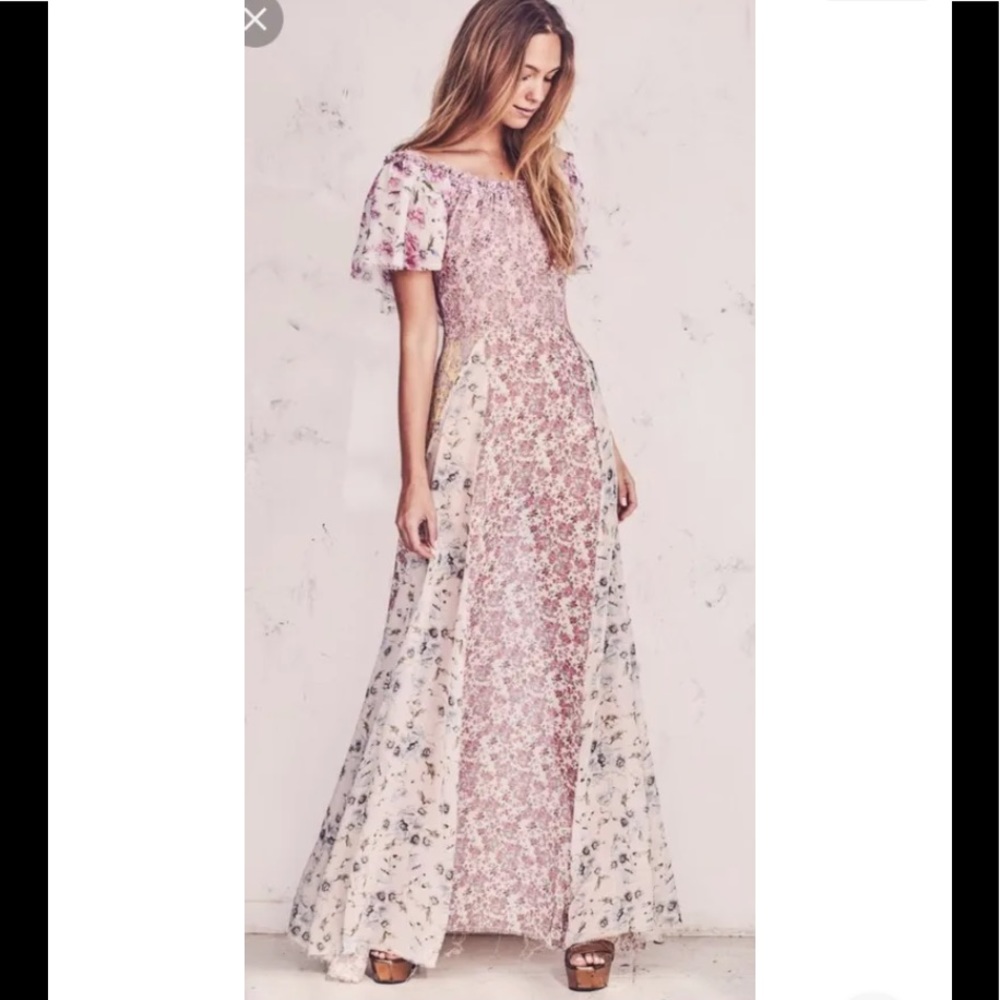 Loveshackfancy Evelyn Silk Maxi Dress Multi Floral Size 0 NWT $275 💕💕